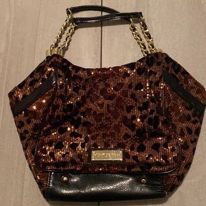Betsey Johnson-Sequin leopard print purse